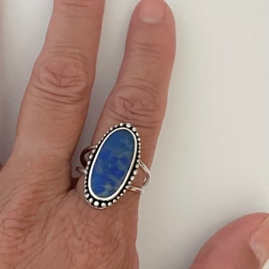 Vintage Blue Lapis Lazuli Sterling Silver Statement Ring
