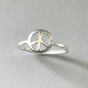 Dainty Sterling Silver Peace Sign Ring: Hippie Jewelry