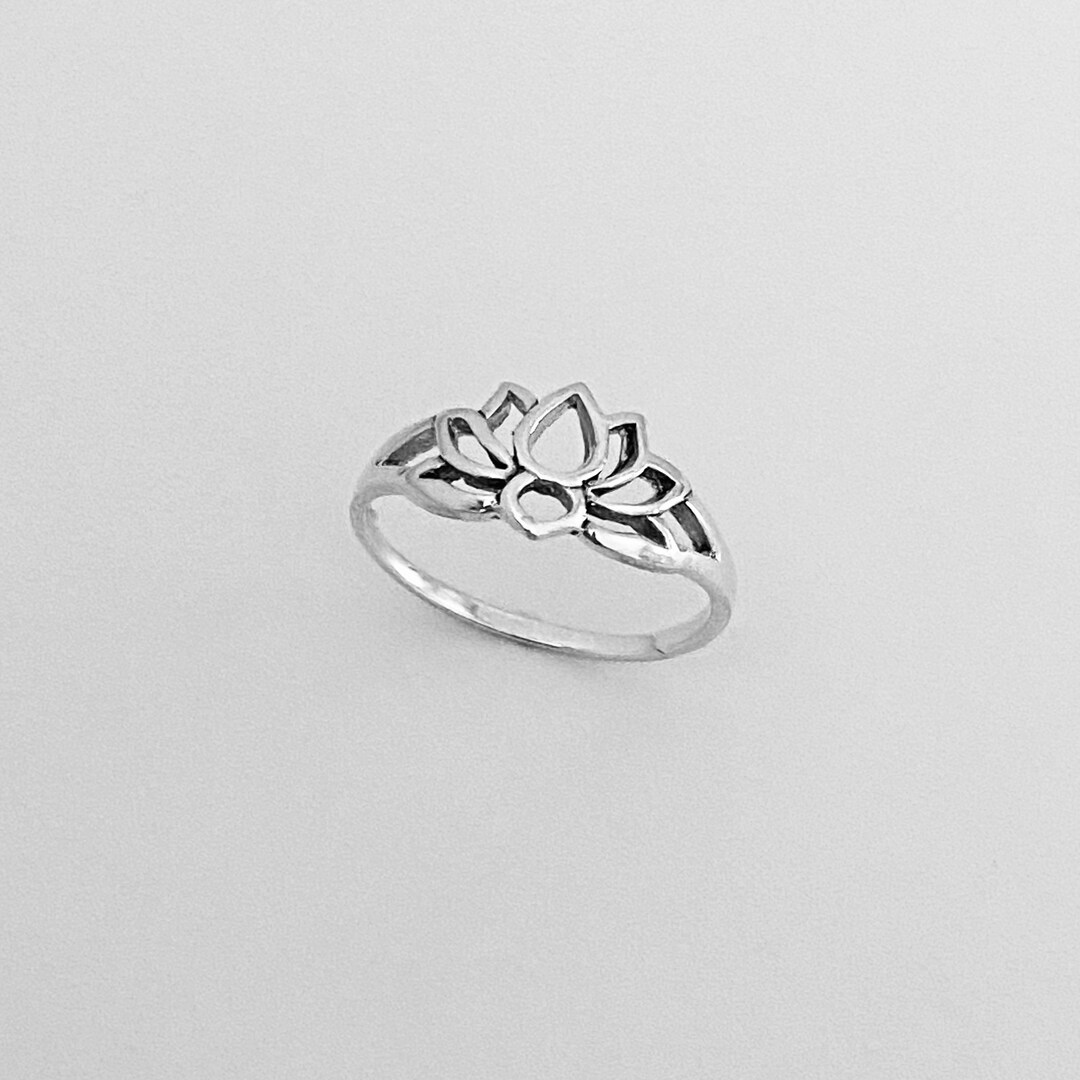 Sterling Silver Small Lotus Flower Ring Flower Ring Lotus Etsy
