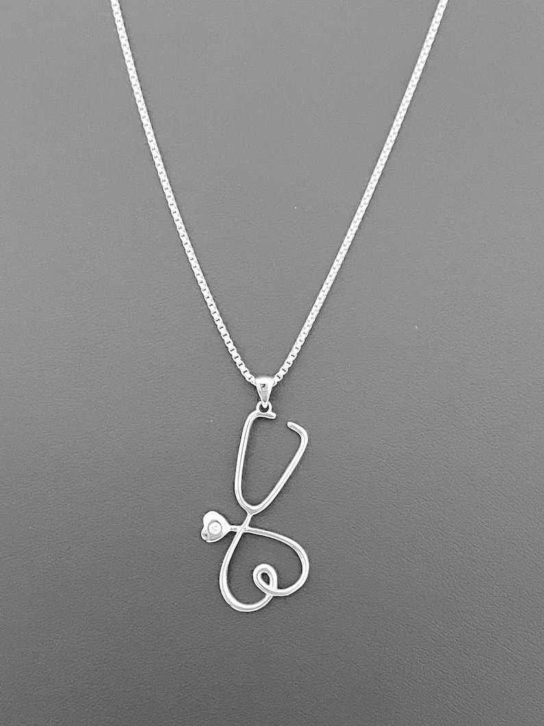 Sterling Silver Heart Stethoscope Pendant Necklace Nurse Etsy