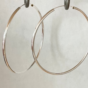 Sterling Silver Continuous Hoop Earrings: 70mm or 80mm