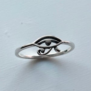 Dainty Sterling Silver Eye of Horus Ring: Egyptian Protection Jewelry