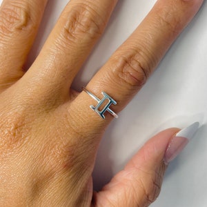 Gemini Zodiac Sterling Silver Ring: Dainty Horoscope Jewelry