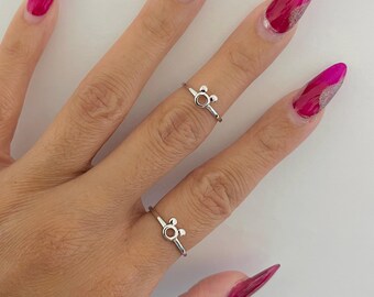 Anillo de plata de ley con circonitas de Mickey Mouse: delicadas orejas de ratón