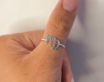 Anillo de plata de ley del zodiaco Virgo: delicada joyería del horóscopo