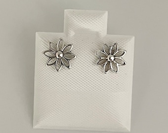Sterling Silver Turquoise Flower Earrings: Dainty Boho Studs