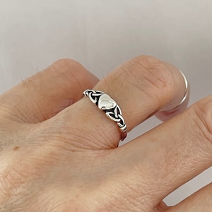 Dainty Sterling Silver Celtic Heart Ring - Boho Promise Ring