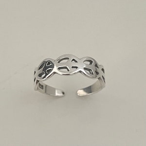 Sterling Silver Peace Sign Toe Ring - Adjustable Band