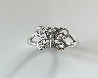 Sterling Silver Butterfly Ring: Dainty Midi/Toe Ring
