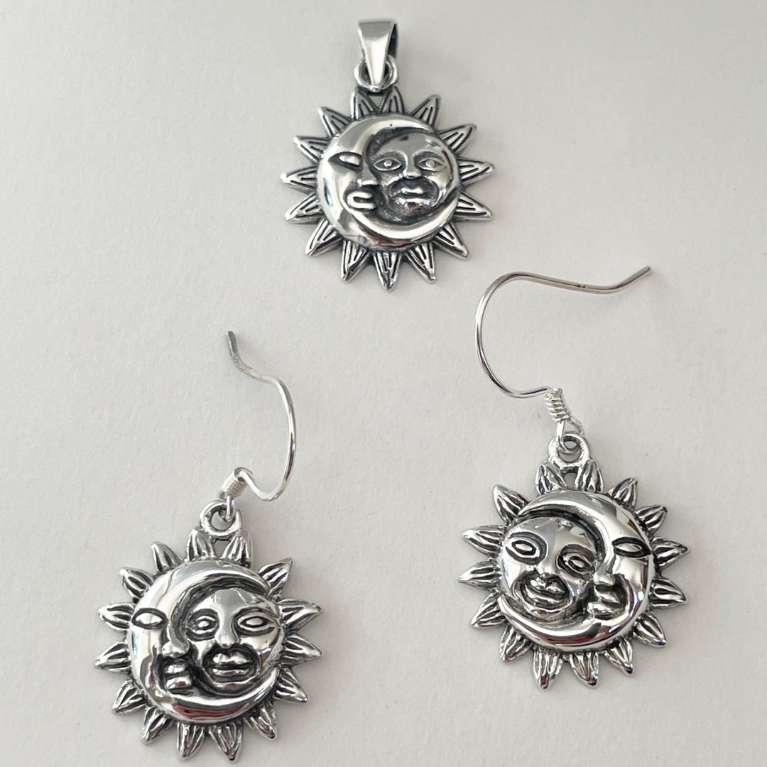 Sterling Silver Moon Dangling Earrings Half Moon Earrings Etsy