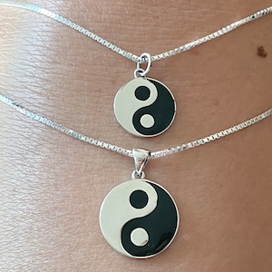 Sterling Silver Yin Yang Pendant Necklace: Oxidized Boho Jewelry