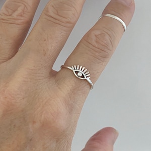 Sterling Silver Eye Ring: Dainty Boho Protector Ring