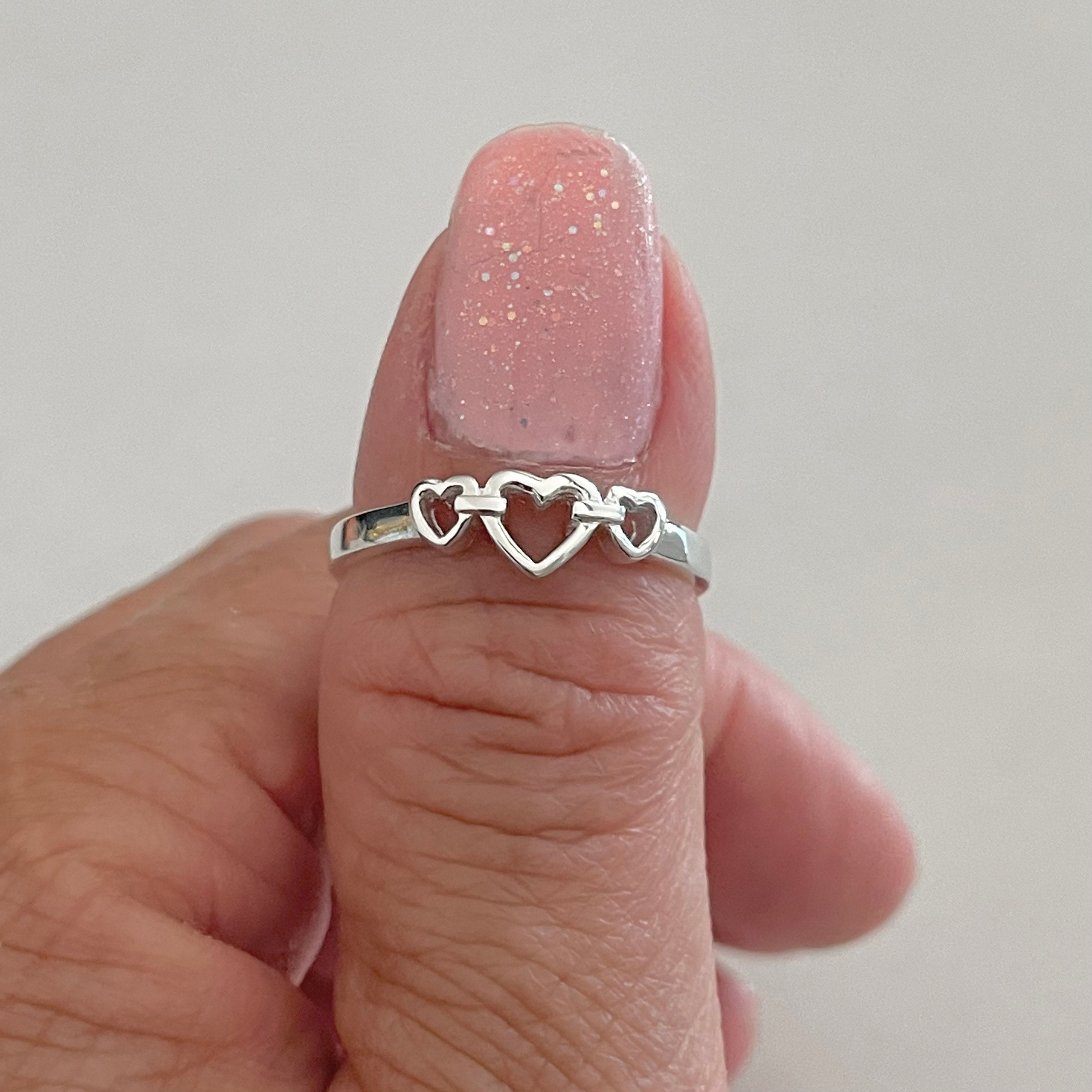 Three Hearts Sterling Silver Ring Dainty Ring Heart Ring I Love You Ring Promise Ring Care Ring Friendship Ring Just Because Ring. Etsy