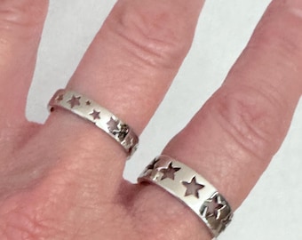 Sterling Silver Star Band Ring: Unisex Celestial Promise Ring