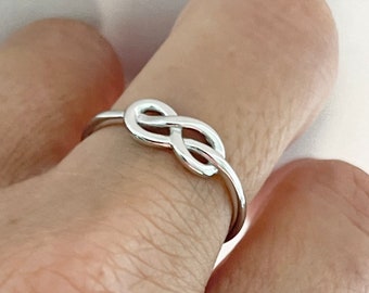 Infinity Knot Sterling Silver Dainty Ring - Friendship Ring - Love Ring - Promise Ring - Stackable Ring - Boho Ring