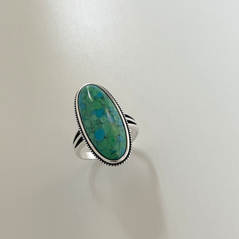 Handmade Chunky Gemstone Ring - Genuine Turquoise/Crystal/Onyx/Garnet In 925 Sterling Silver