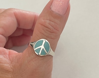 Türkis Schmuck, Peace-Zeichen, 925 Silber: Boho Hippie Schmuck