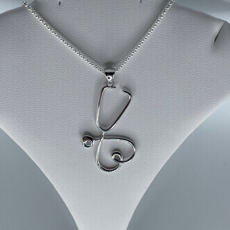 Sterling Silver Heart Stethoscope Pendant Necklace Nurse Etsy