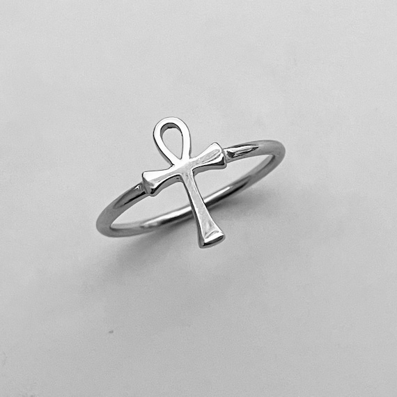 Anello Ankh Ovale In Argento Sterling 925 Per Uomo E Donna - Gioiello Con Croce Egizia - Regalo Simbolico