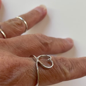 Sterling Silver Heart Loop Ring, Silver Love Ring, Promise Heart Ring, Love Heart Ring, Silver Heart Loop Ring, Statement Ring