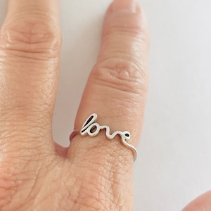 Sterling silver Dainty Love Ring, Silver Love Dainty Ring, I Love You Ring, Silver Love Toe Ring, Friendship Toe Ring, Promise Silver Ring.