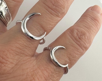 Sterlingzilveren maansikkelring: boho touwbandring
