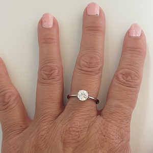 Sterling Silver Solitaire Ring: 1 Carat CZ Engagement Wedding