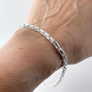 Unisex Sterling Silver Byzantine Bracelet - Boho Statement Jewelry