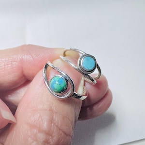 Anel ou anel de dedo do pé em prata de lei com turquesa: peça marcante em estilo boho moderno.