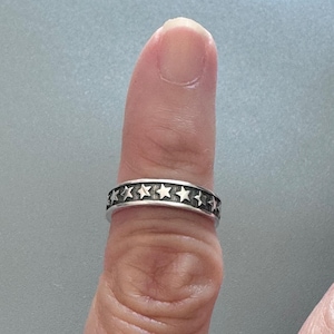 Sterling Silver Star Toe Ring, Adjustable Midi Ring