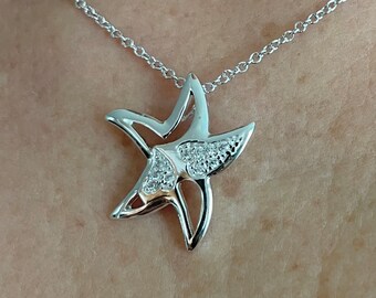 Sterling Silver Star Pendant Necklace: CZ Italian Chain