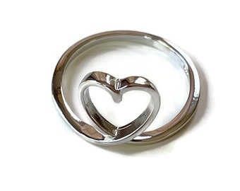 Sterling Silver Heart Loop Ring, Love Ring, Promise Ring, Heart Ring, Silver Ring, Statement Ring