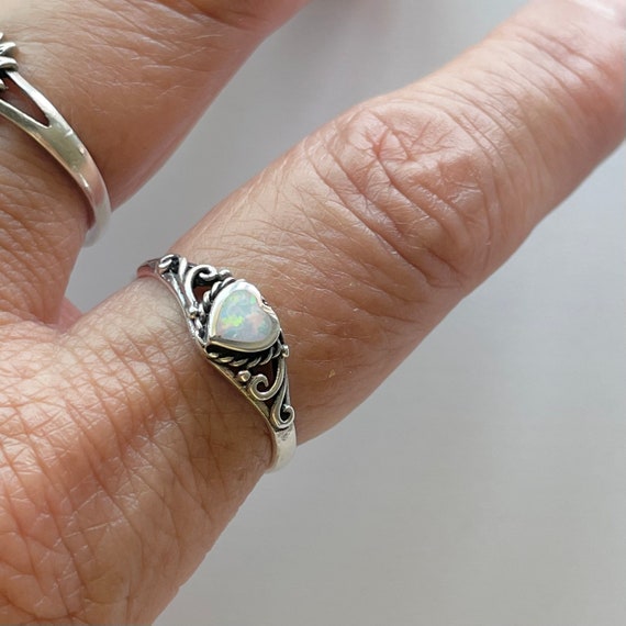 Fire opal clearance heart ring