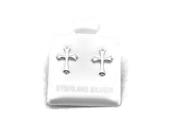 Orecchini a forma di croce in argento sterling: gioielli religiosi altamente lucidati