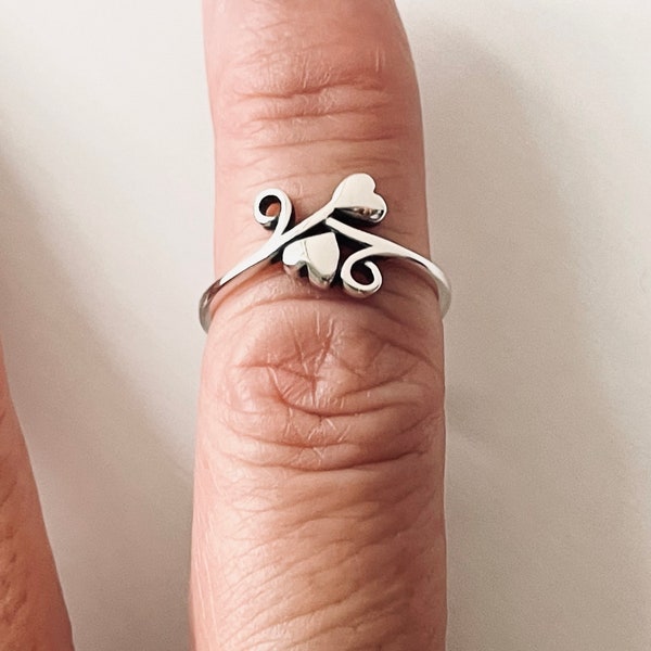 Sterling silver hearts Ring, promise Hearts ring, silver swirl ring, love ring, heart ring, silver ring, double heart ring, dainty ring.