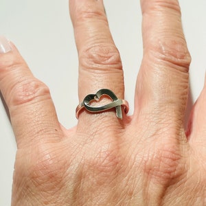 Sterling Silver Open Heart Ring, Crossover Heart Ring, Promise Ring, Silver Ring, Silver Heart Ring, Love Ring, Heart Love Ring, Boho Ring