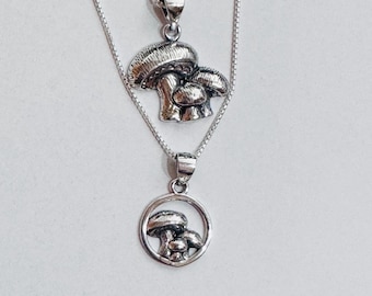 Oxidized Sterling Silver Mushroom Pendant Necklace: Spiritual Jewelry Gift