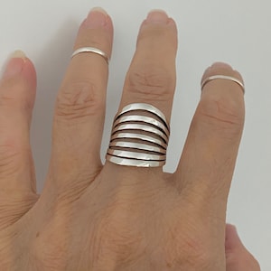 Wide Band Sterling Silver Statement Ring: Boho Wedding Jewelry