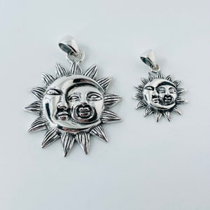 Sterling Silver Sun and Moon Pendant Necklace: Unisex Promise Jewelry