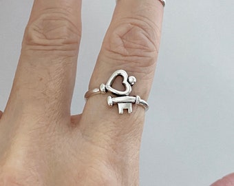 Sterling Silver Key to My Heart Ring: Boho Promise Ring