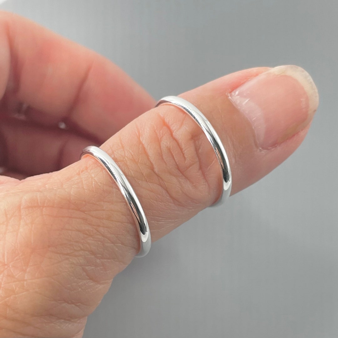 Sterling Silver Classic Band Ring, Unisex 2mm Silver Ring
