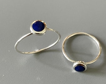 Dainty Sterling Silver Blue Lapis Ring: Simple Boho Band