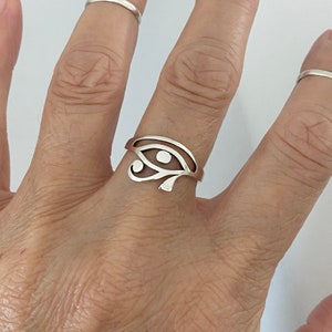 Sterling Silver Large Eye of Horus, Ra Eye, Religious Ring, Protection Ring, Silver Ring, Restoration Ring, Eye Ring