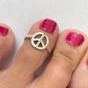 Sterling Silver Peace Sign Toe Ring: Hippie Midi Ring