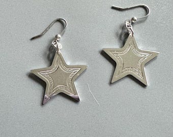 Sterling Silver Turquoise Star Earrings: 925 Stamped