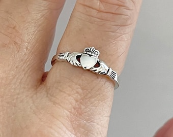 Dainty Irish Claddagh Sterling Silver Ring, Irish Ring, Loyalty Ring, Claddagh Ring, Small Ring, Silver Ring, Friendship Ring, Love Ring