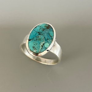 Ovale echte turkoois sterlingzilveren ring: boho-beloftering