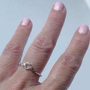 Dainty Sterling Silver Heart Ring: Swirl Design