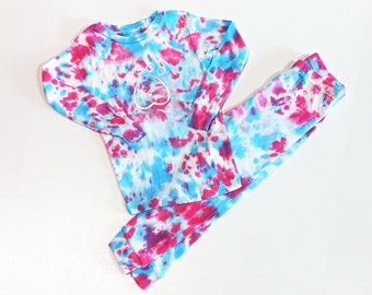 Cotton Candy Tie-Dye Youth Pajama Sleep Set ~ Unisex Toddler and Youth Sizes Ice Melt Dyes