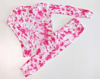 Wednesday Pink Tie-Dye Youth Pajama Sleep Set ~ Unisex Toddler and Youth Sizes Ice Melt Dyes